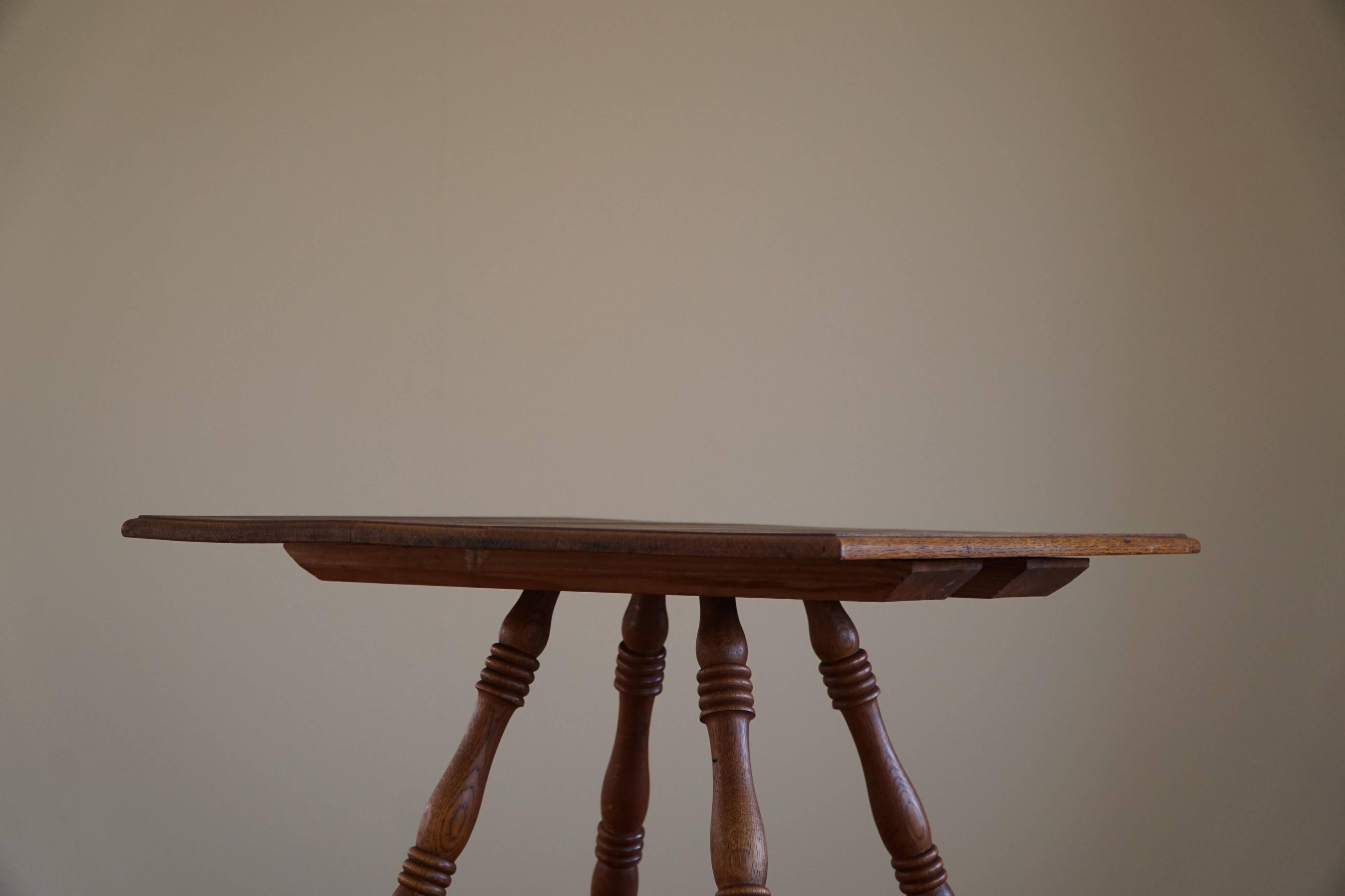 Square side table in solid oak, mid-century modern, 1960s.