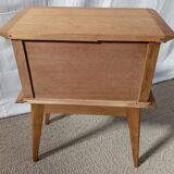 1950s oak bedside table with crossbars