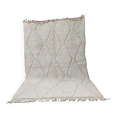Grand tapis berbère marocain en laine écrue – 300 x 200 cm Motifs géomètre