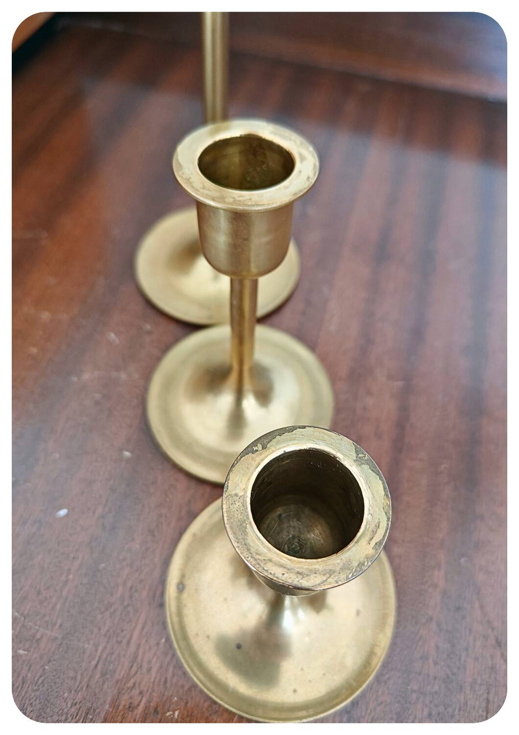 Bougeoirs vintage en laiton en forme de tulipe - lot de 3