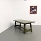 Glossy olive green lacquered dining table — DLG Georges Robert, Circa 1970