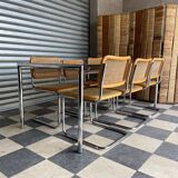 Chrome table and smoked glass