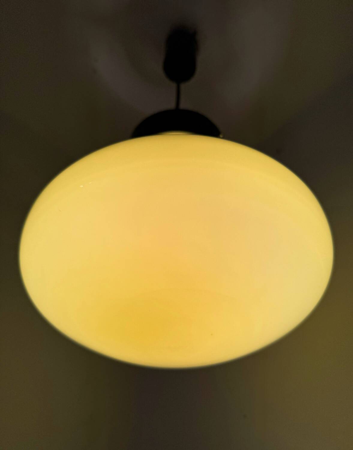Yellow opaline pendant light from the 60s