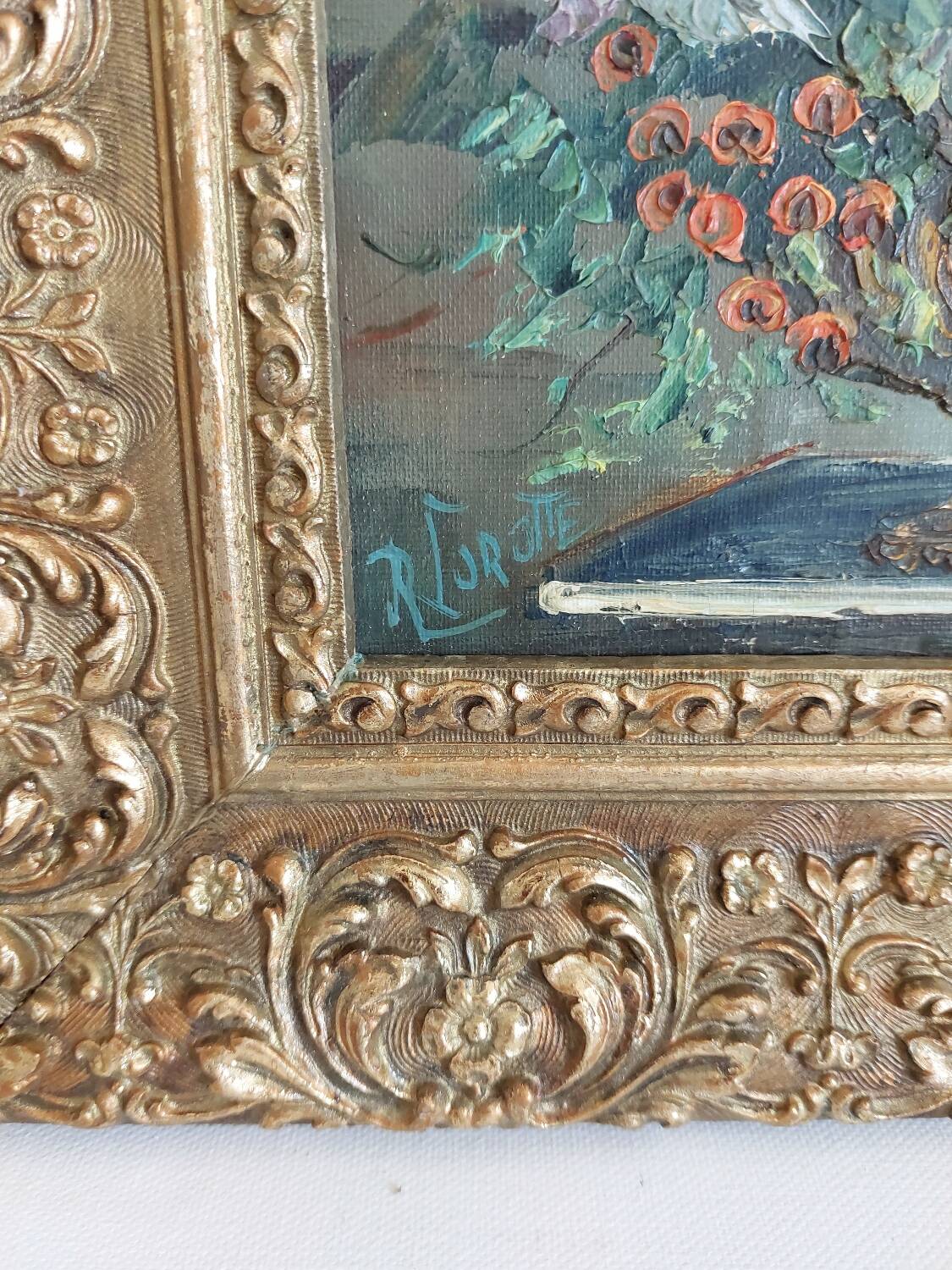 Old oil painting with a knife