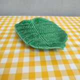 Plat en faïence de Sarreguemines feuille fougère XXe