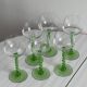 6 transparent green twisted stemmed glasses