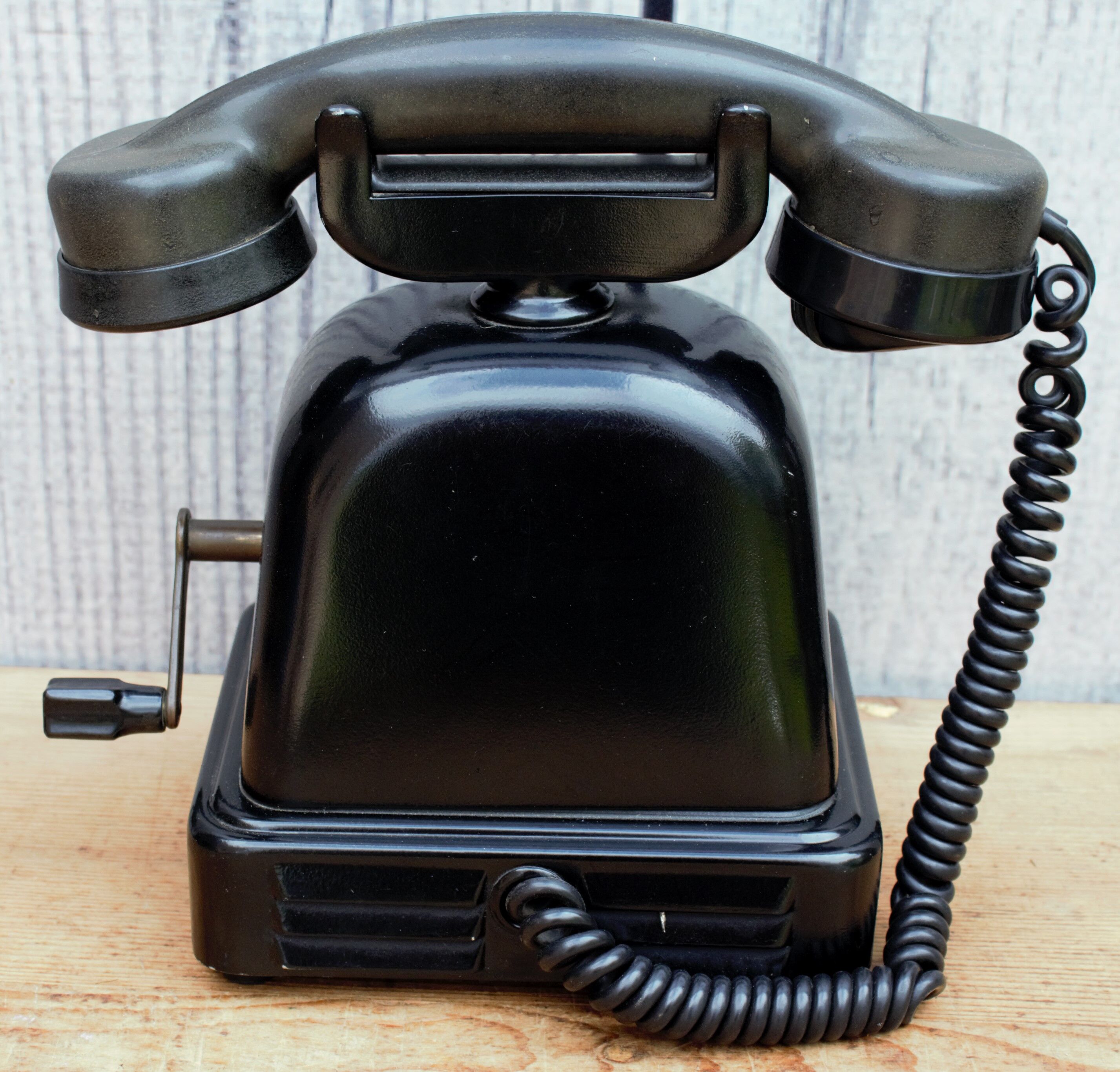 Vintage black decorative phone, industrial style, loft