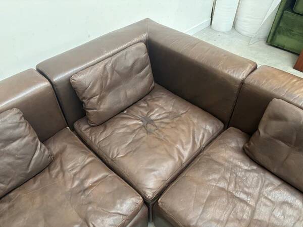 Large leather modular lounge sofa, 1970s