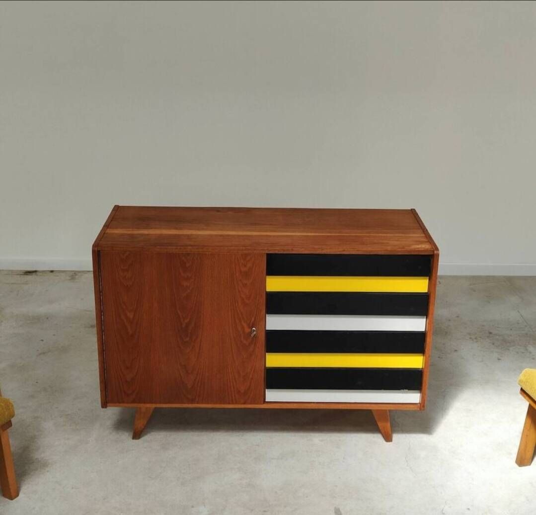 Set of 2 furniture pieces: Large sideboard Libena and Buffet U458 Jiroutek in yellow.