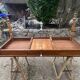 Farmhouse dining table for meals, made of solid oak, 1 drawer, 1950, 180x74cm.