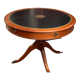 Circular table in solid mahogany and black leather claw base Restoration