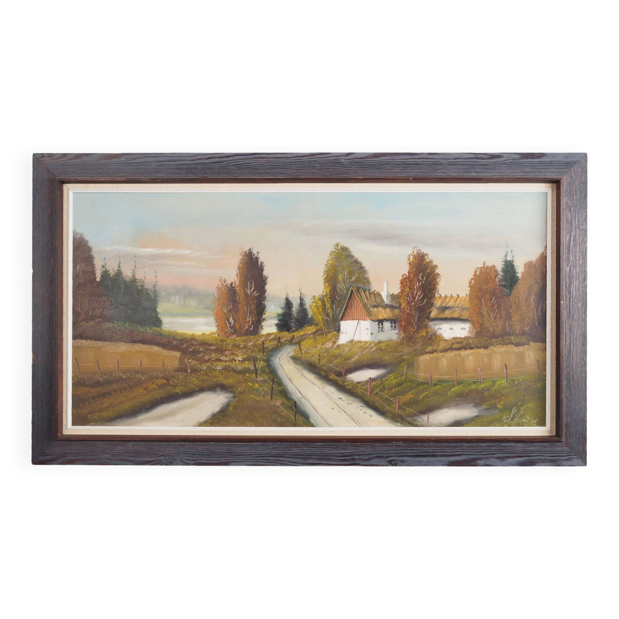 Painting „The Farmhouse on the Side”, Scandinavian design, 1970s