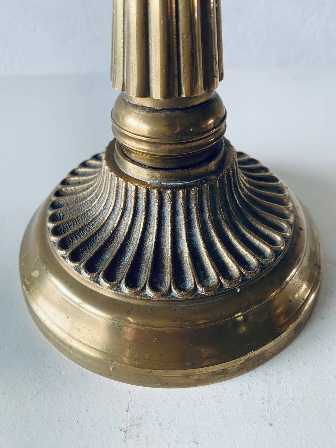 Five-branched brass candelabra