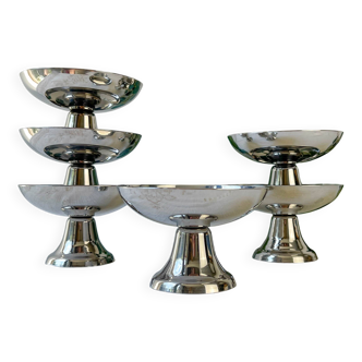 6 Coupelles Vintage Inox Années 70 – Vaisselle Rétro Métal Argenté Style 1970