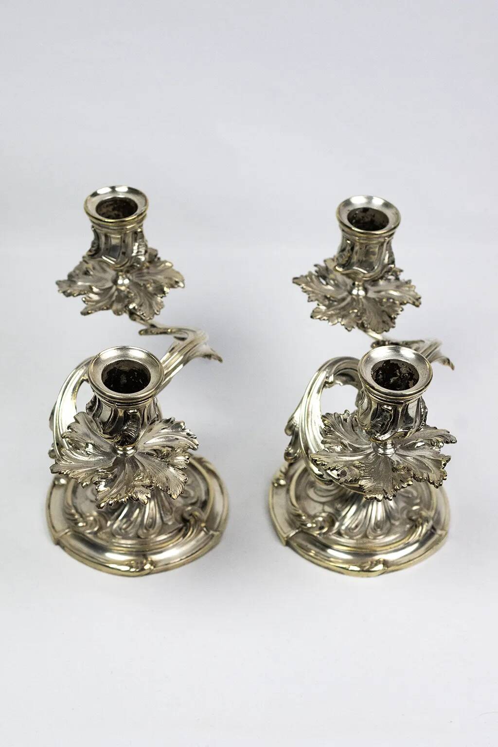 Pair of Christofle candlesticks 19th century – Trianon model silver-plated bronze
