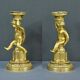Pair of Gilt Bronze Candlesticks, Louis XVI Style – Mid 19th Century