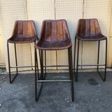 Set of 4 leather seating stools 1970