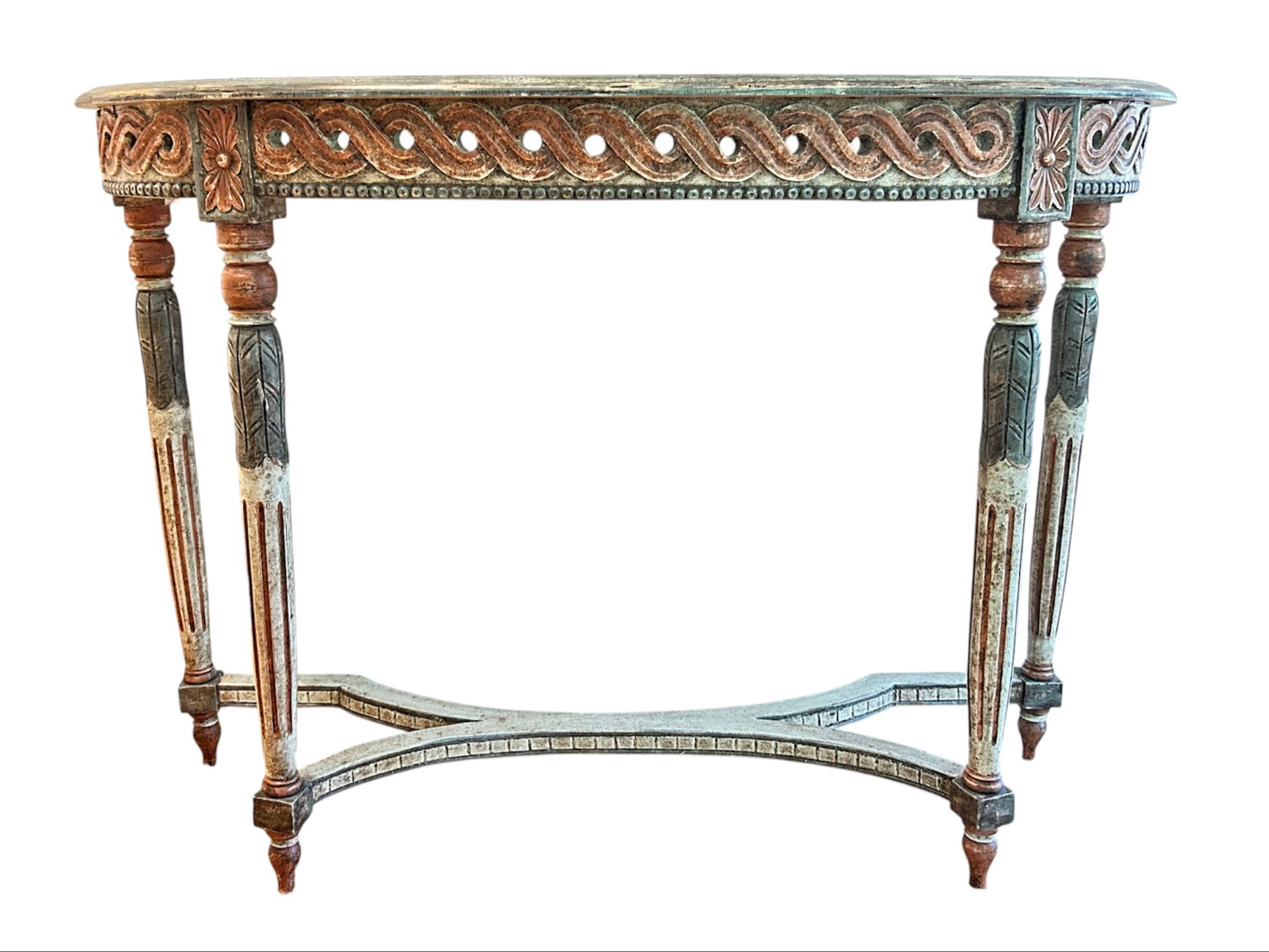Louis XVI Style Demi-Lune Console – Painted and Gilt, Probably Italian