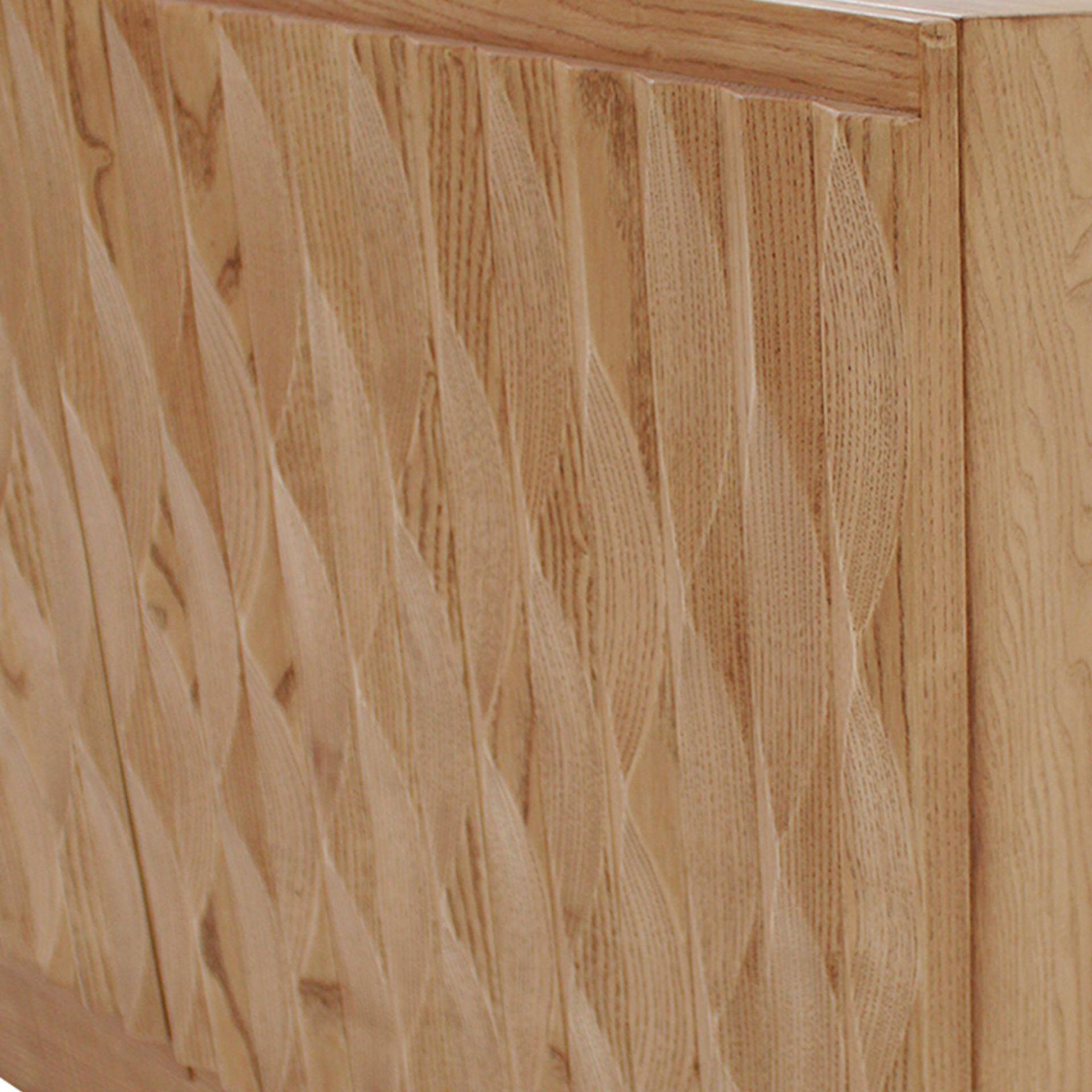 Italian Oak Wood Sideboard with Hand Carved Patterns in the Doors, Italy