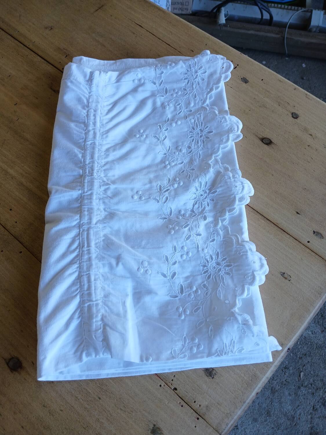 Antique ruffled bolster case