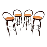 Set of 4 bar stools restaurant pub tavern metal 1970s