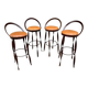 Set of 4 bar stools restaurant pub tavern metal 1970s