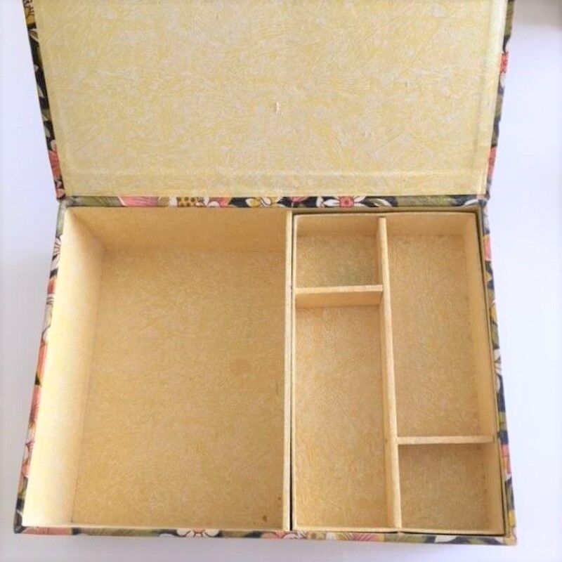 Box old pink flowers haberdashery