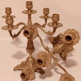 Pair of 5-burner bronze candlesticks