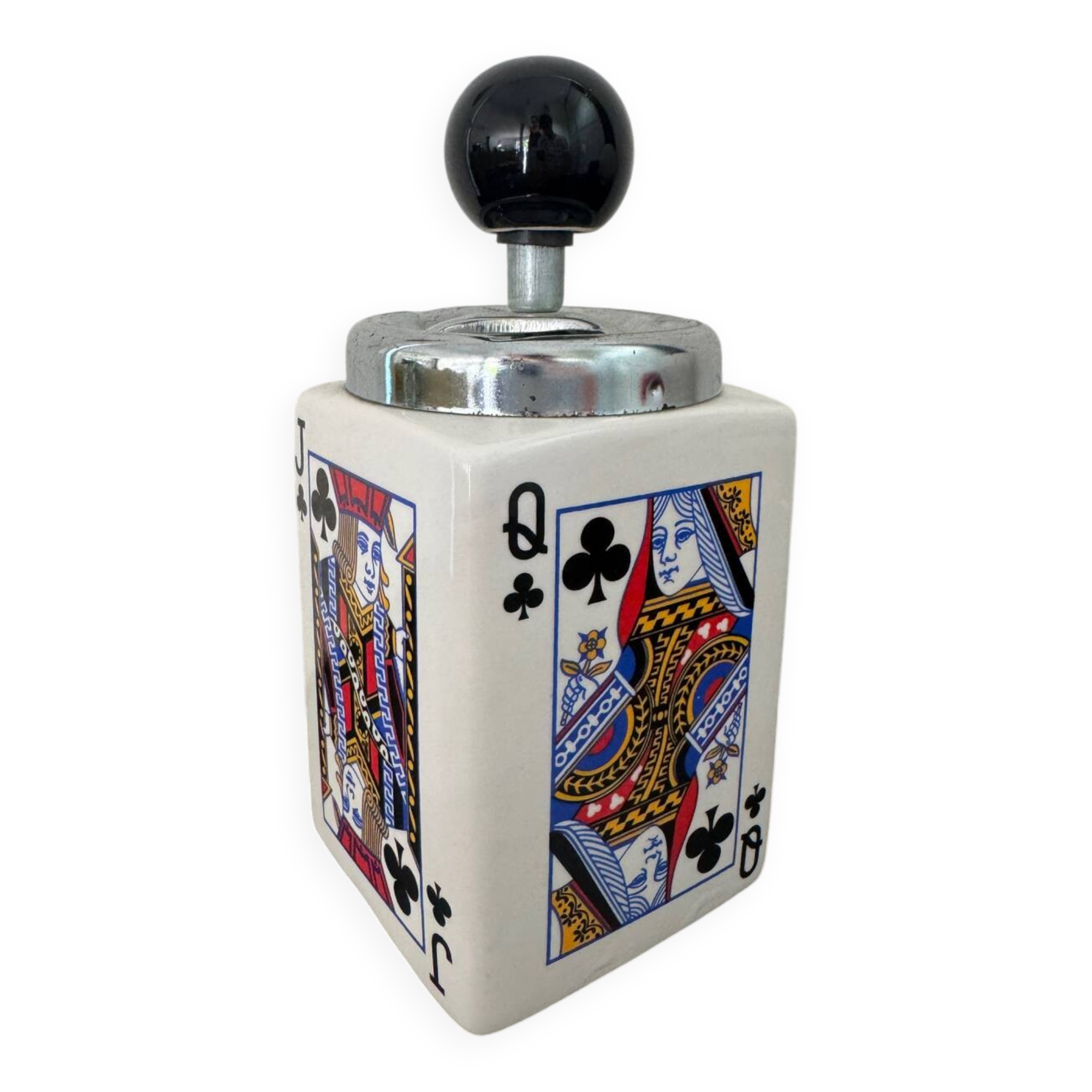 Ceramic ashtray with playing card motifs