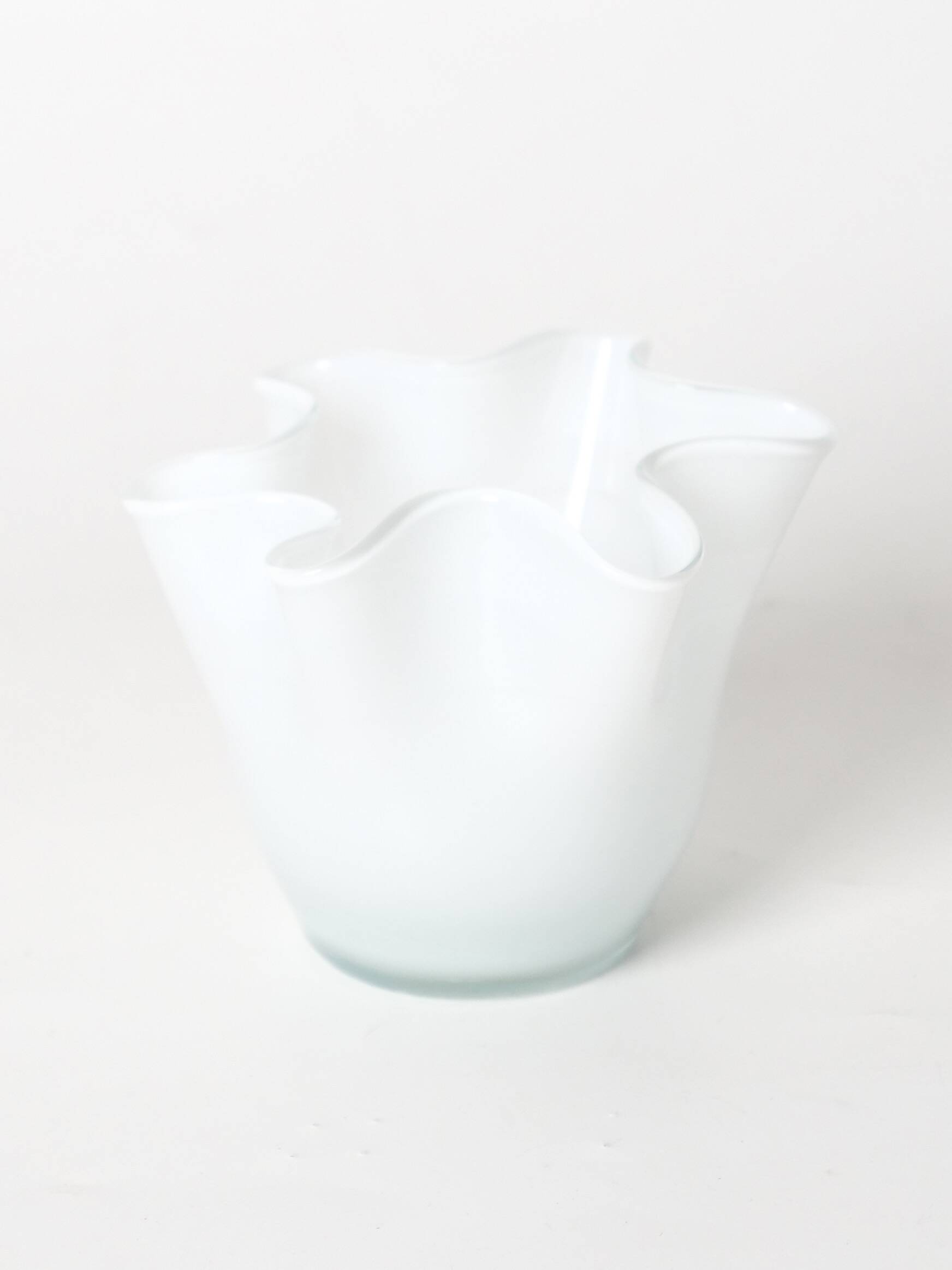 small handkerchief vase in white opaline
