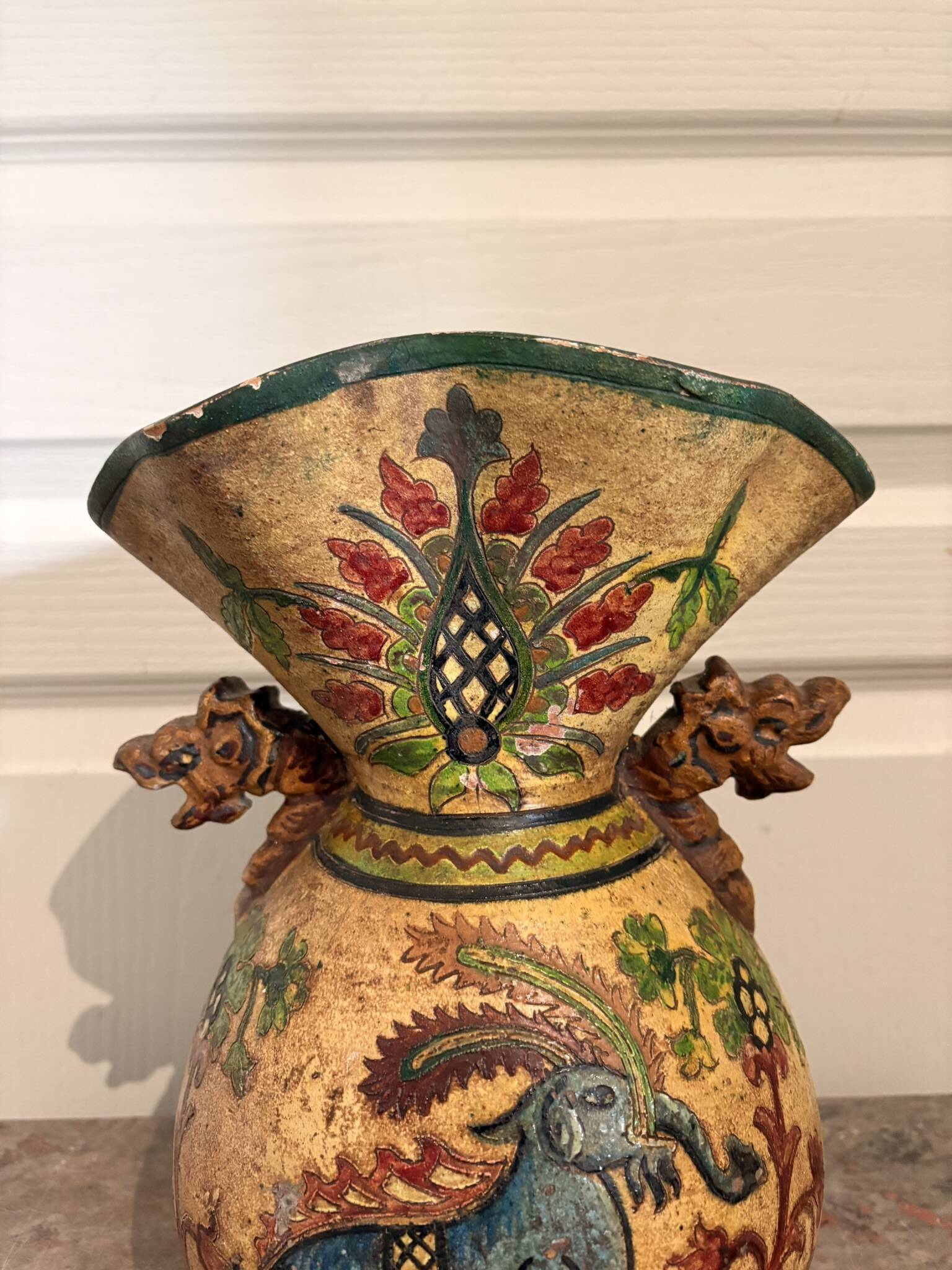 Vase carafe jug baluster ceramic terracotta italy montopoli elephant