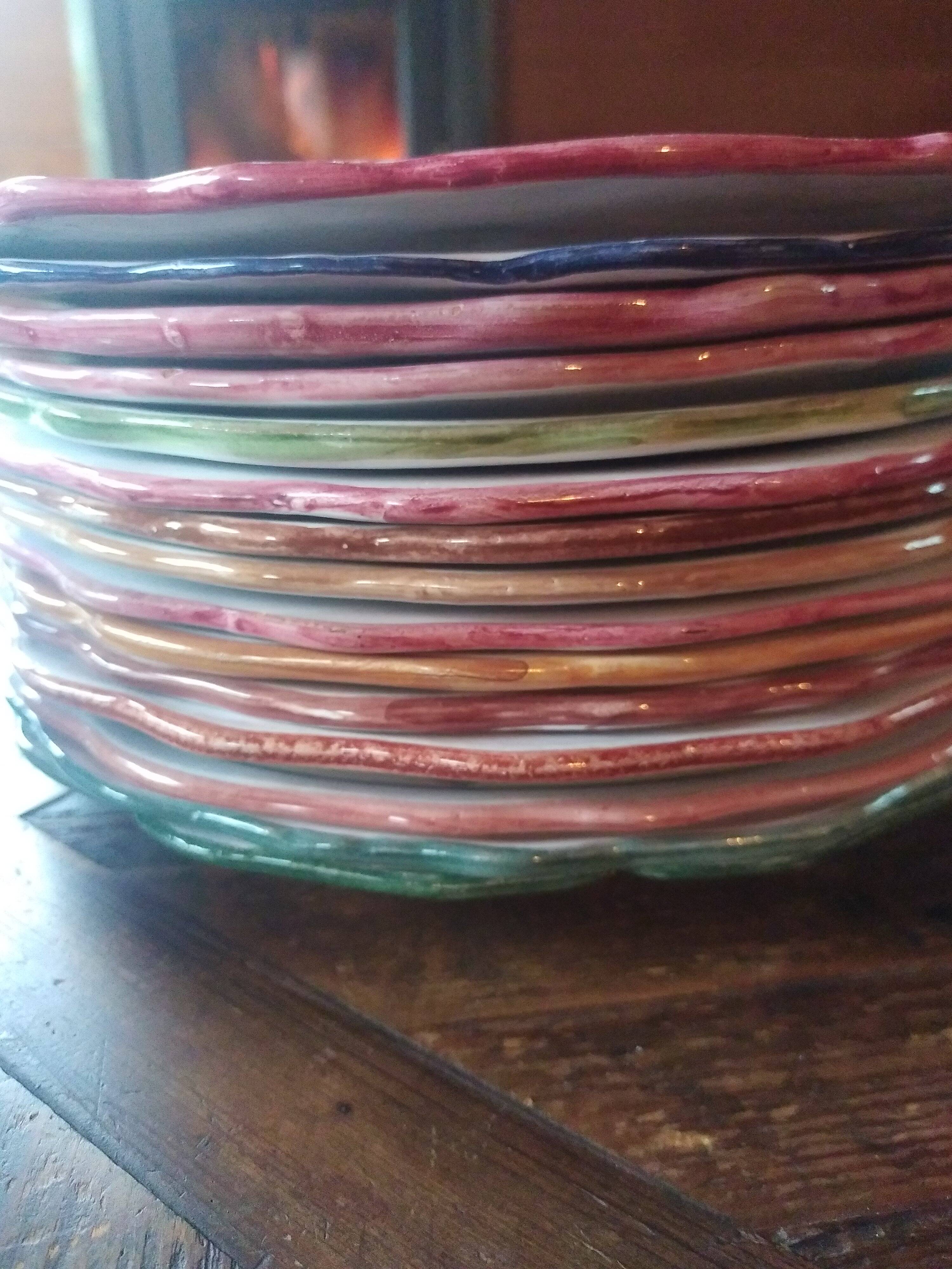 Ceramic plates. 70s/80s Work inspired by the 16th and 17th centuries.