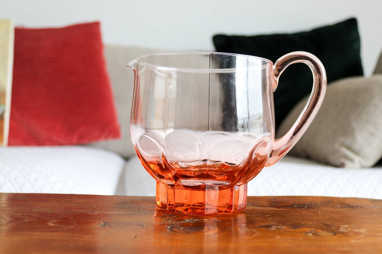 Art Deco pink glass pitcher