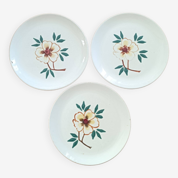 3 plates with flower decoration