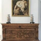 Antique Carved wooden chest with plant motif Renaissance period