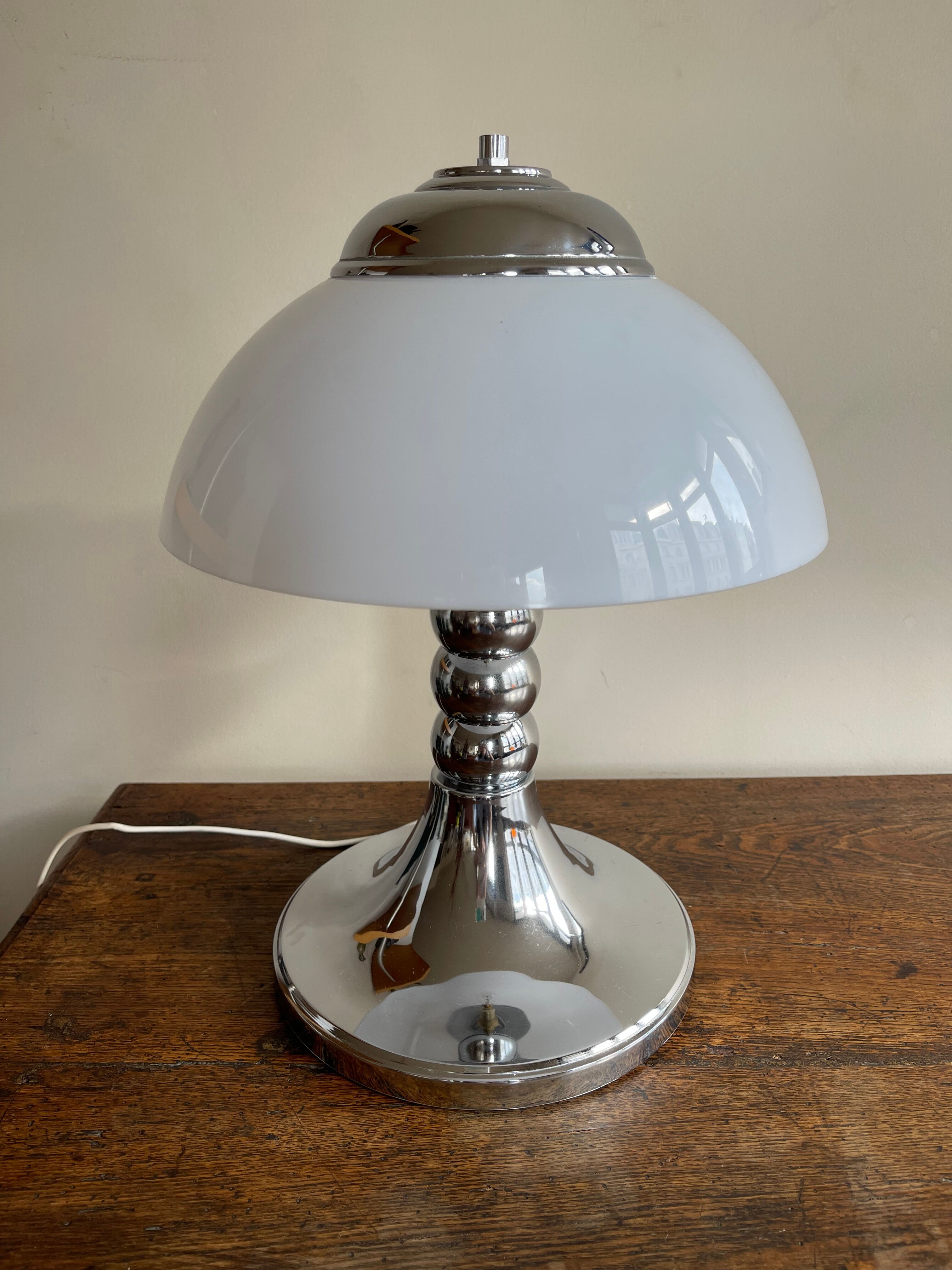 Chrome mushroom lamp space age