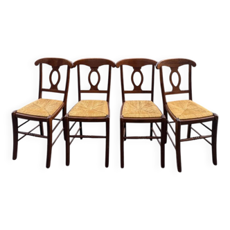4 chaises assise paîllées