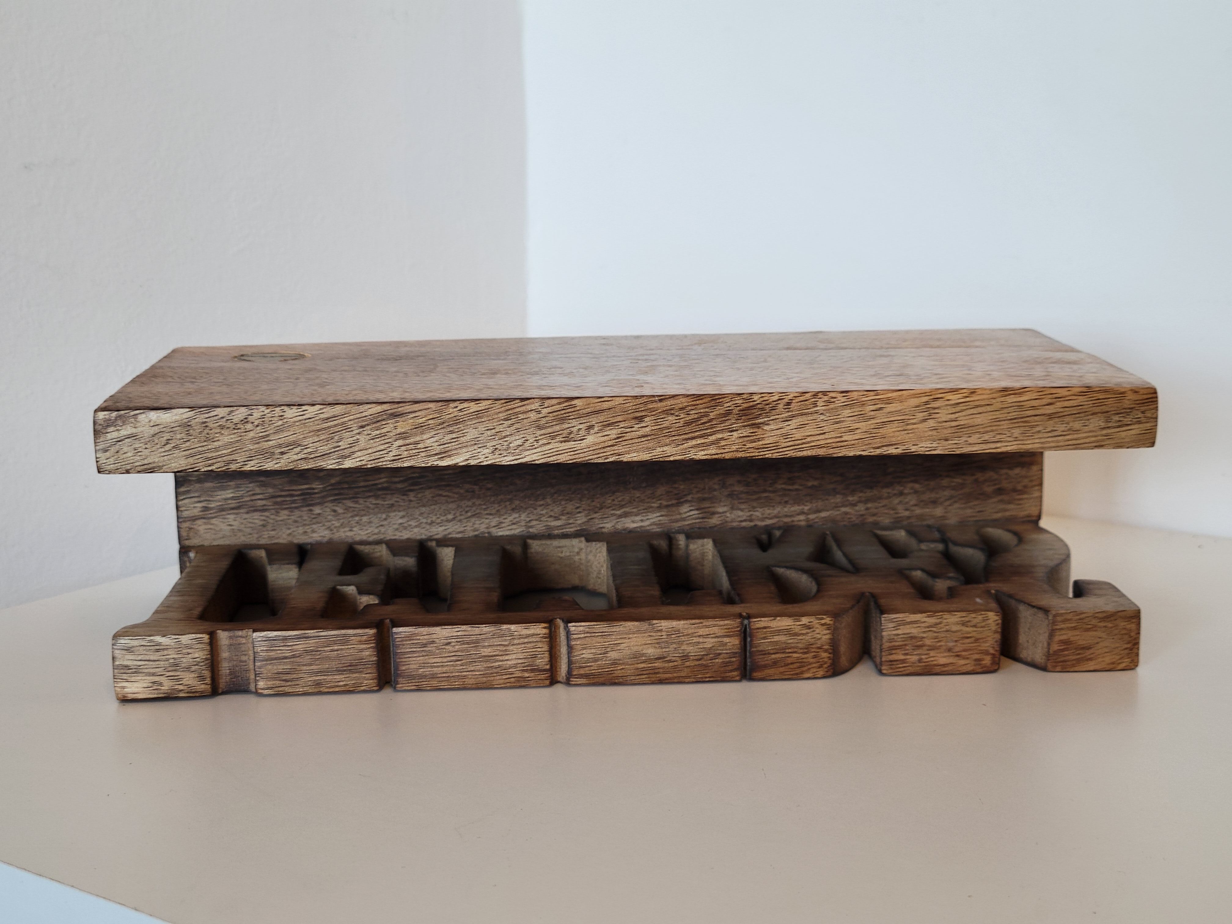Mail rack carved wooden letter holder LETTERS