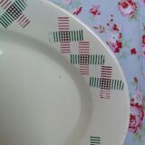 Oval dish old art deco red and green geometric shapes