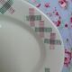 Oval dish old art deco red and green geometric shapes