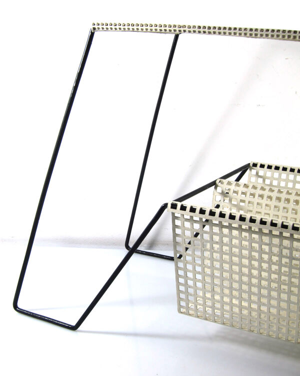 Grande table vintage des années 60 de style Mathieu Mategot en blanc et noir.