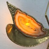 "Libellule" wall light by Jacques Duval Brasseur in brass and agate, 1970.