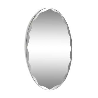 Miroir biseauté ovale années 50 66 x 37 cm