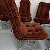 Set of 6 chrome velvet bucket chairs from the 70s