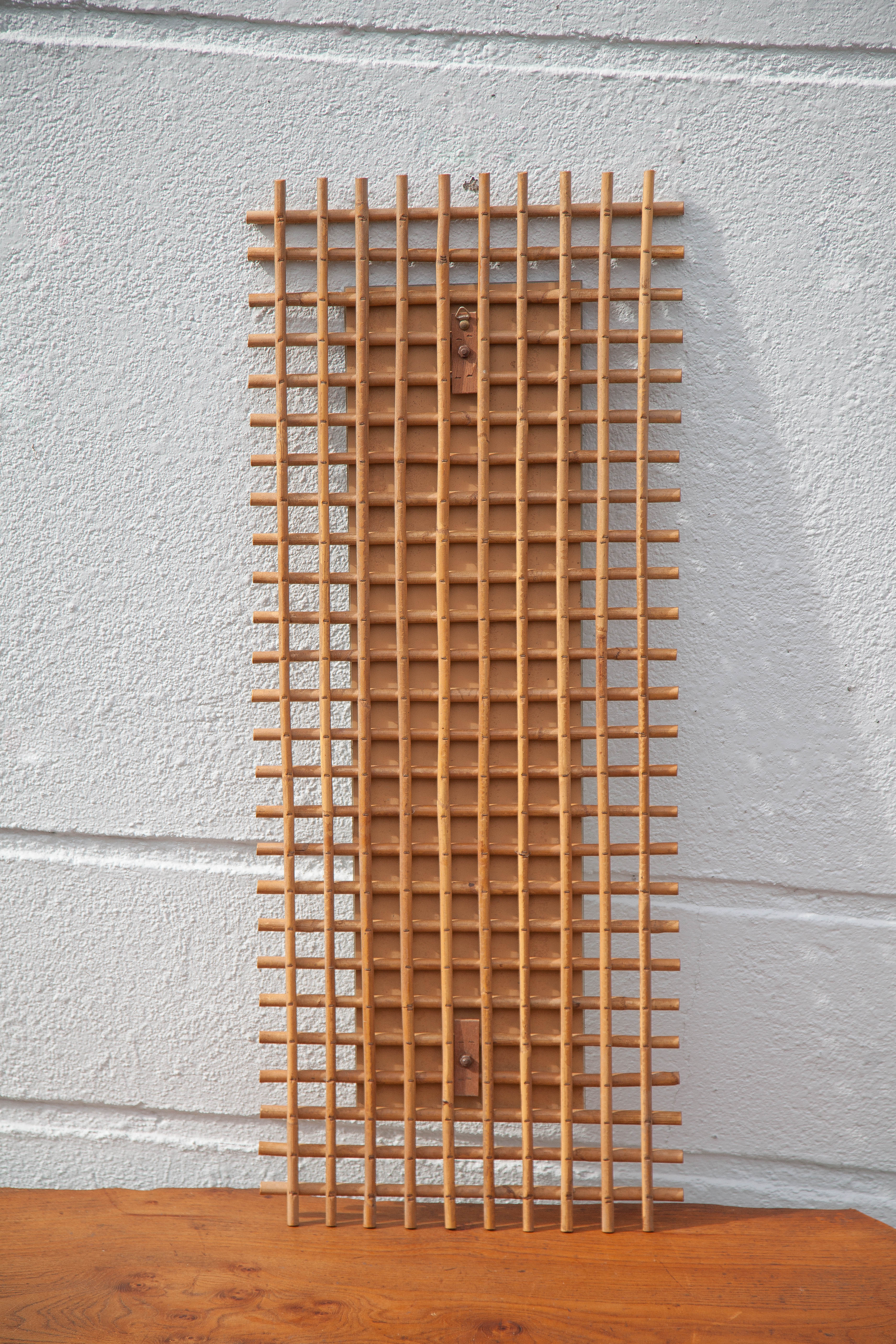 Vintage rattan mirror 33x80cm