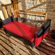Vintage Sofa Bench in red and black skaï