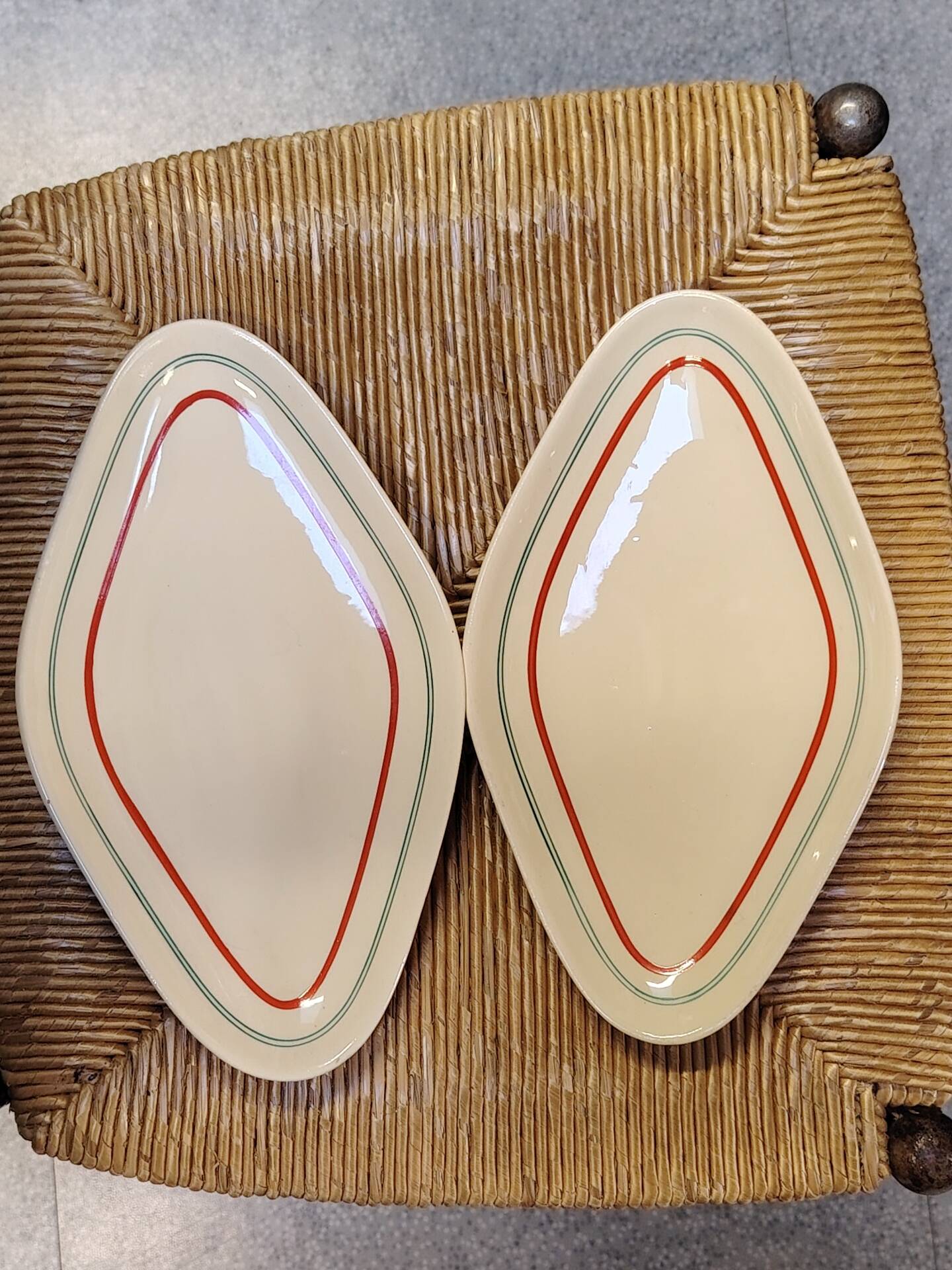Set of 2 diamond-shaped serving dishes Moulin des Loups model Stanislas