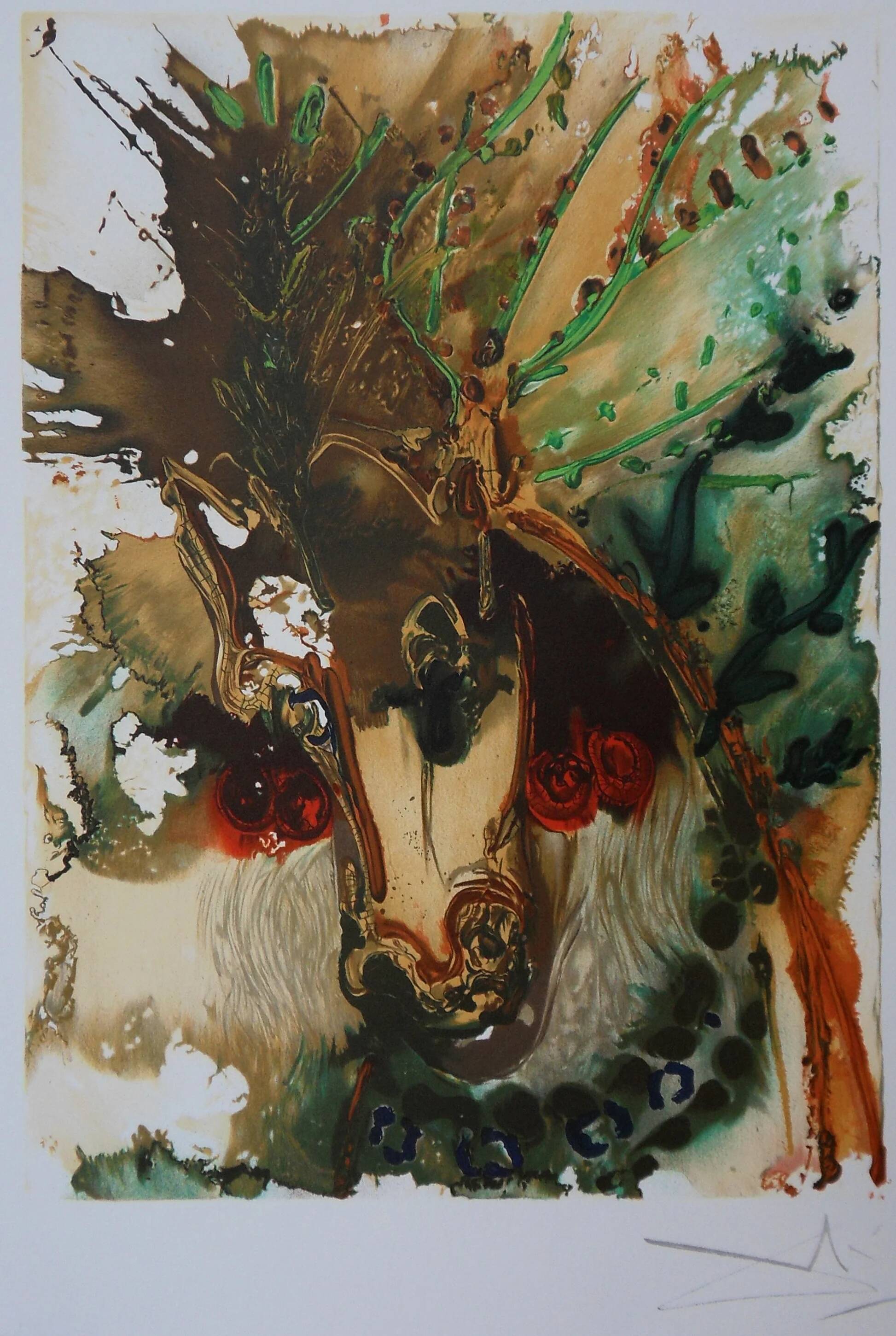 Salvador Dali: Horses, Bucephalus - Signed lithograph