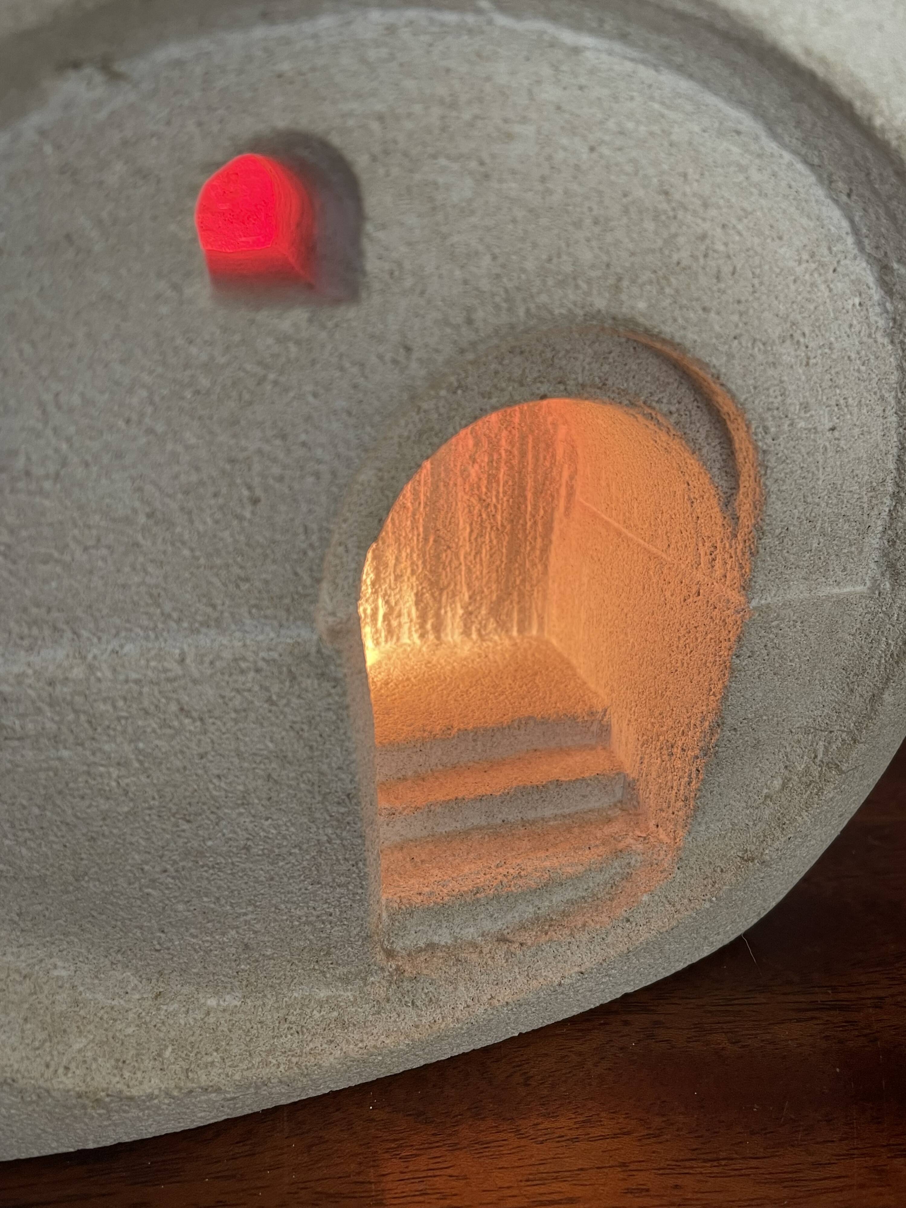 Vintage carved stone lamp signed Arsène Galisson