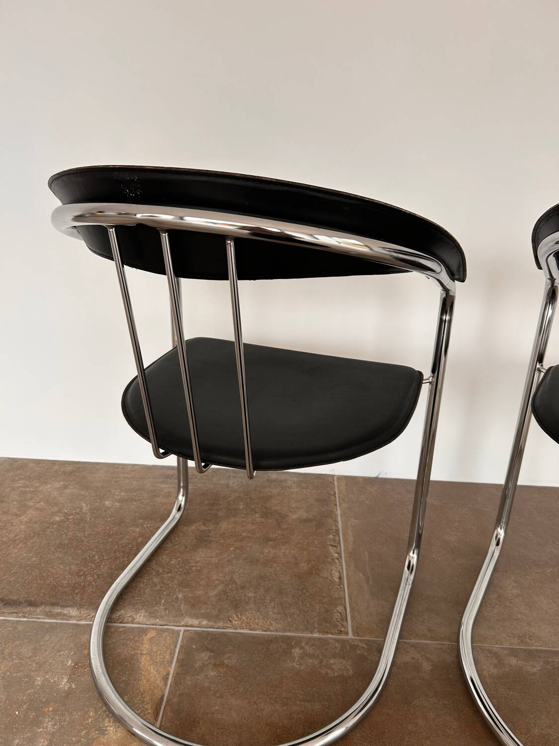 Chaises de bureau arrben italie années 70 chrome